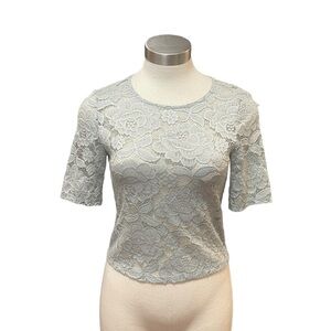 BHLDN Anthropologie Jive Lace Top Ice Blue Sz. M